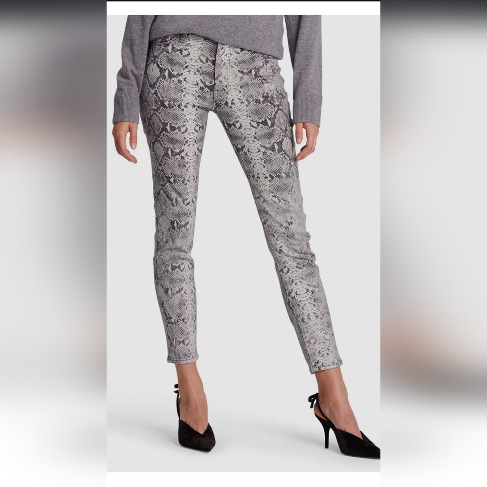 Hudson Jeans Barbara Super Skinny Gray Snake Print Women's Jeans - 27